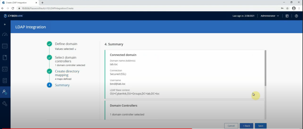 CyberArk LDAP integration summary