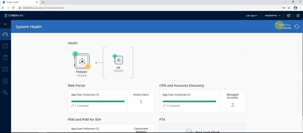 CyberArk LDAP authentication and showing PVWA dashboard